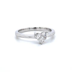 18k White Gold Solitaire Heart-Shaped Composite Diamond With 3 Prong Engagement