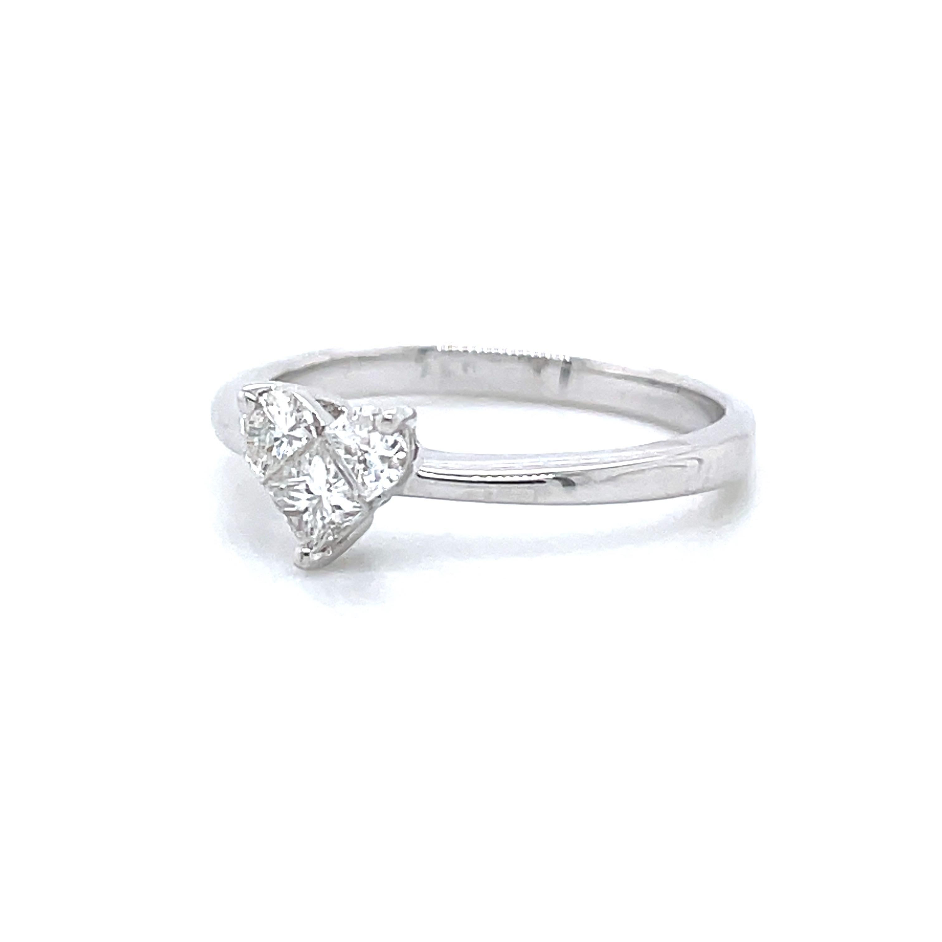 Heart Cut 18k White Gold Solitaire Heart-Shaped Composite Diamond With 3 Prong Engagement  For Sale