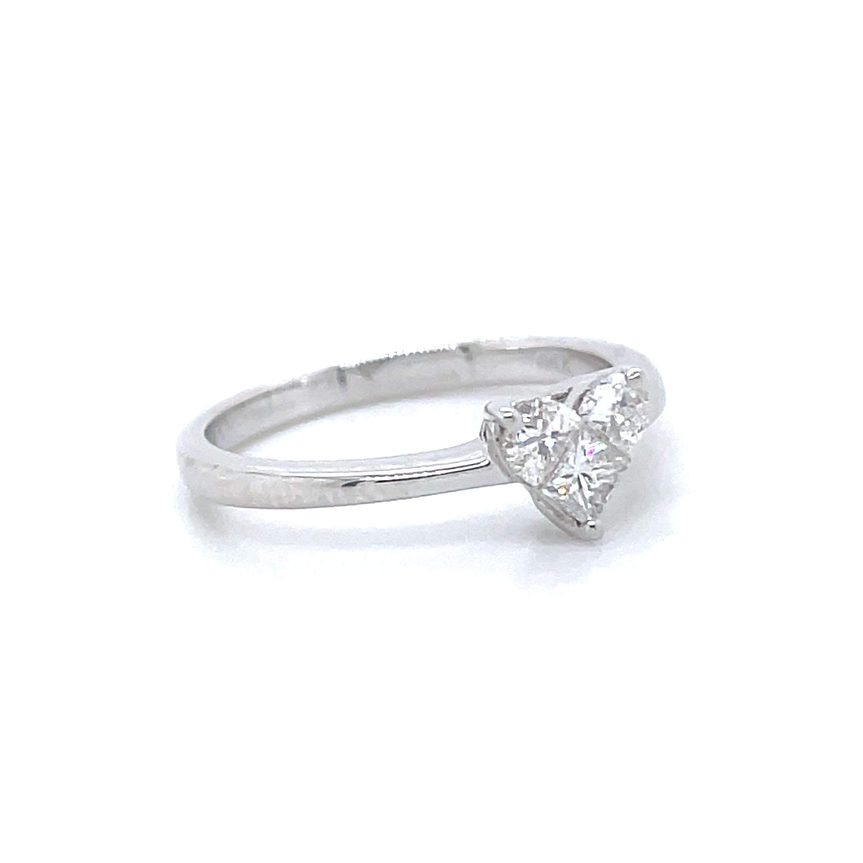 Heart Cut 18k White Gold Solitaire Heart-Shaped Composite Diamond With 3 Prong Engagement For Sale
