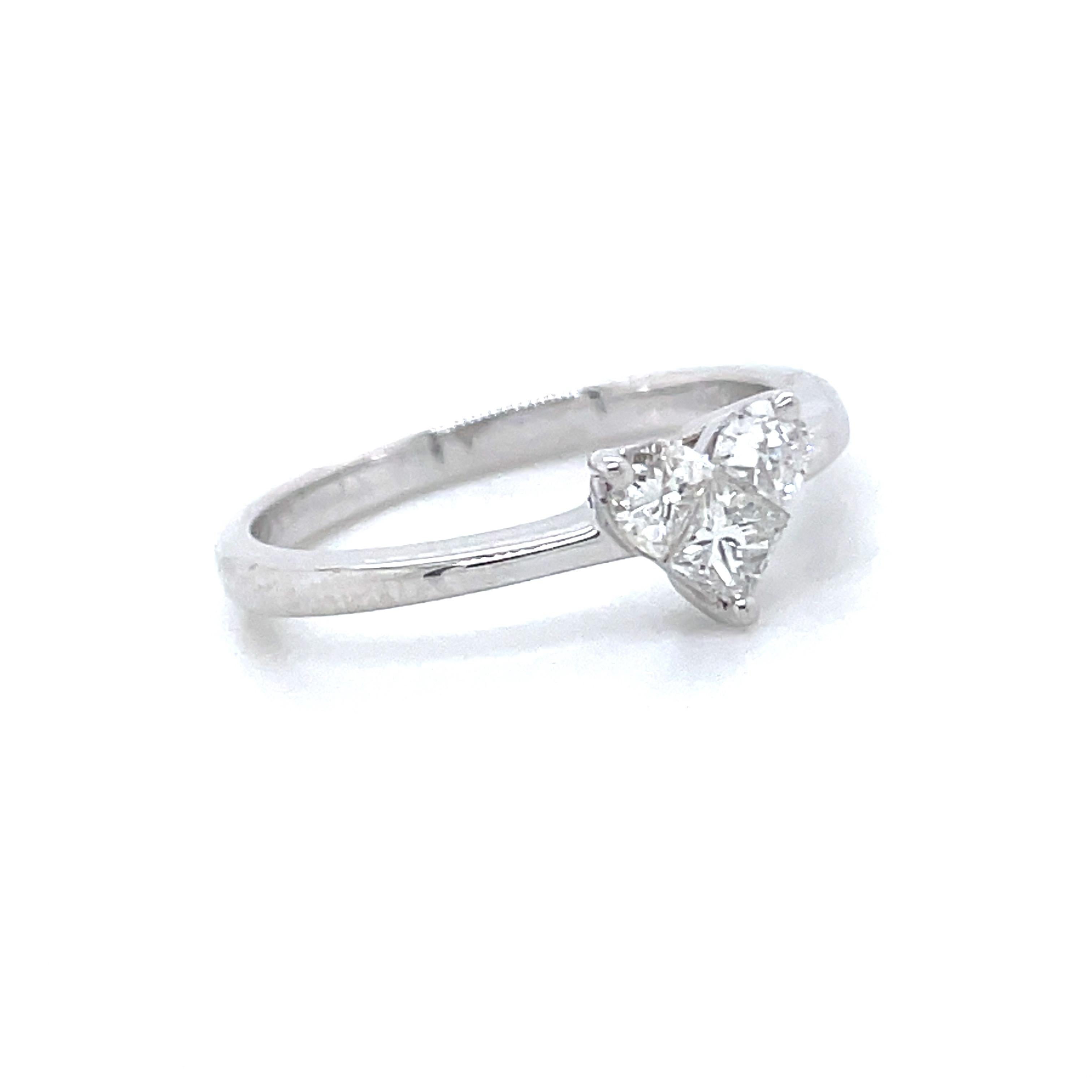 18k White Gold Solitaire Heart-Shaped Composite Diamond With 3 Prong Engagement  For Sale 1