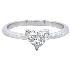 18k White Gold Solitaire Heart-Shaped Composite Diamond With 3 Prong Engagement 