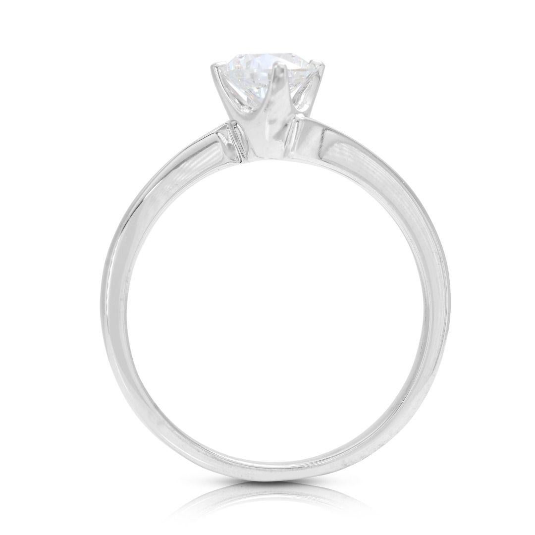 18K White Gold Solitaire Ring with 0.50ct Round Brilliant Natural Diamonds  For Sale 1