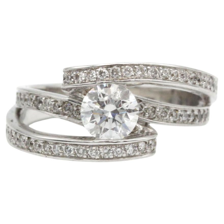 18K White Gold Solitaire Ring with 0.70 ct D VVS Diamond & 1 ct Pavé Accents