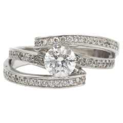 18K Weißgold Solitär Ring mit 0,70 ct D VVS Diamant & 1 ct Pavé Akzente