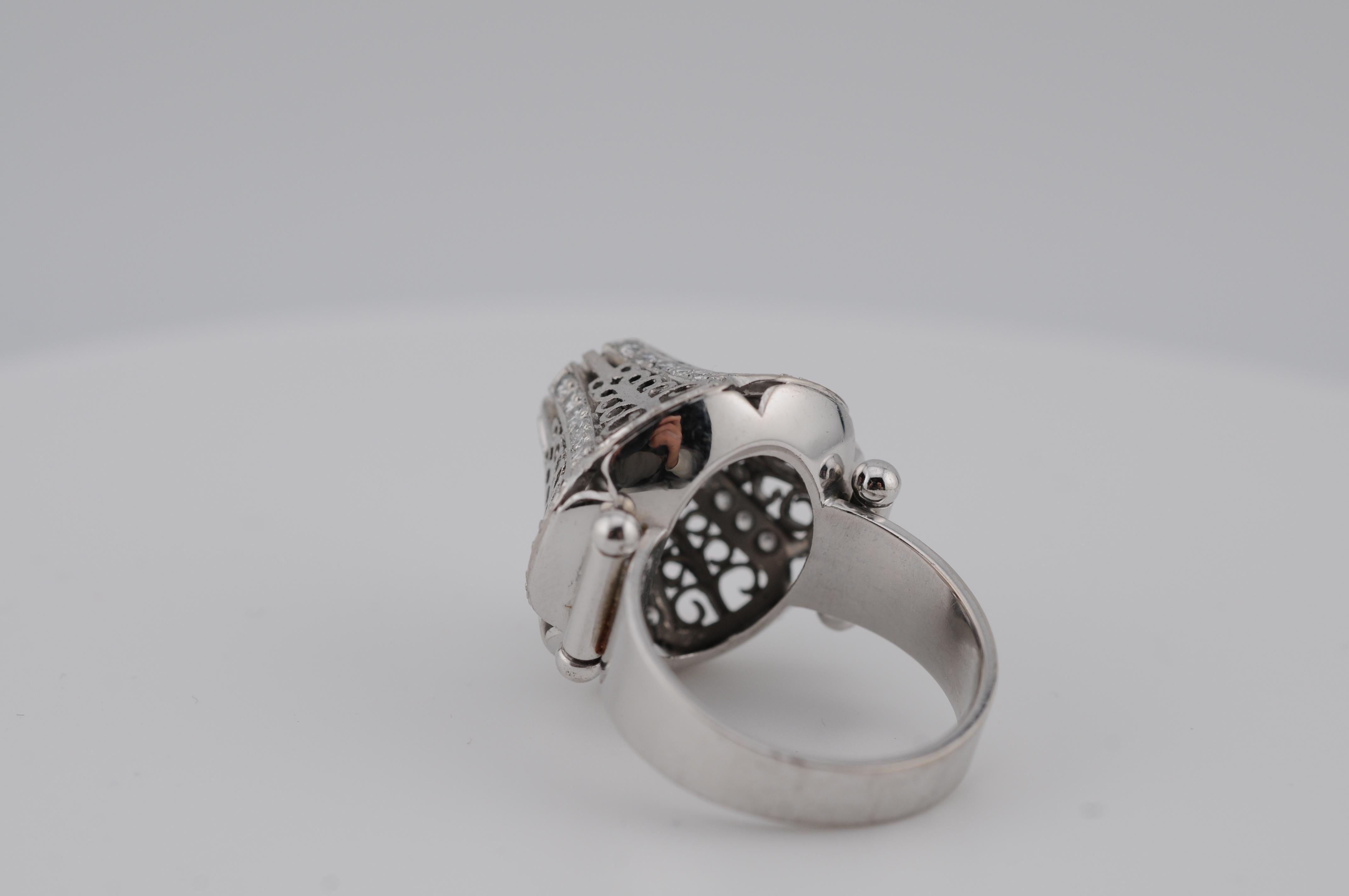 18 Karat Weißgold Solitär-Ring mit 1 Karat Diamant im Brillantschliff im Angebot 2