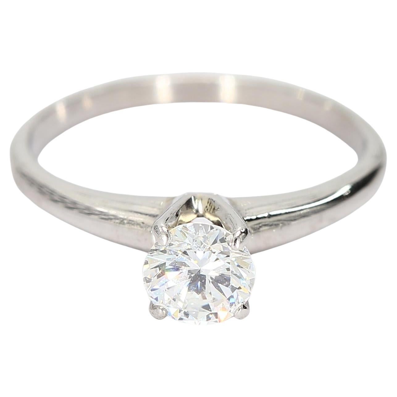 18k Weißgold Solitär-Ring mit natürlichem Auge sauber 0,50ct Diamant-Center