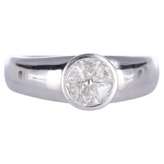 Anello solitario in oro bianco 18K con diamanti a segmenti