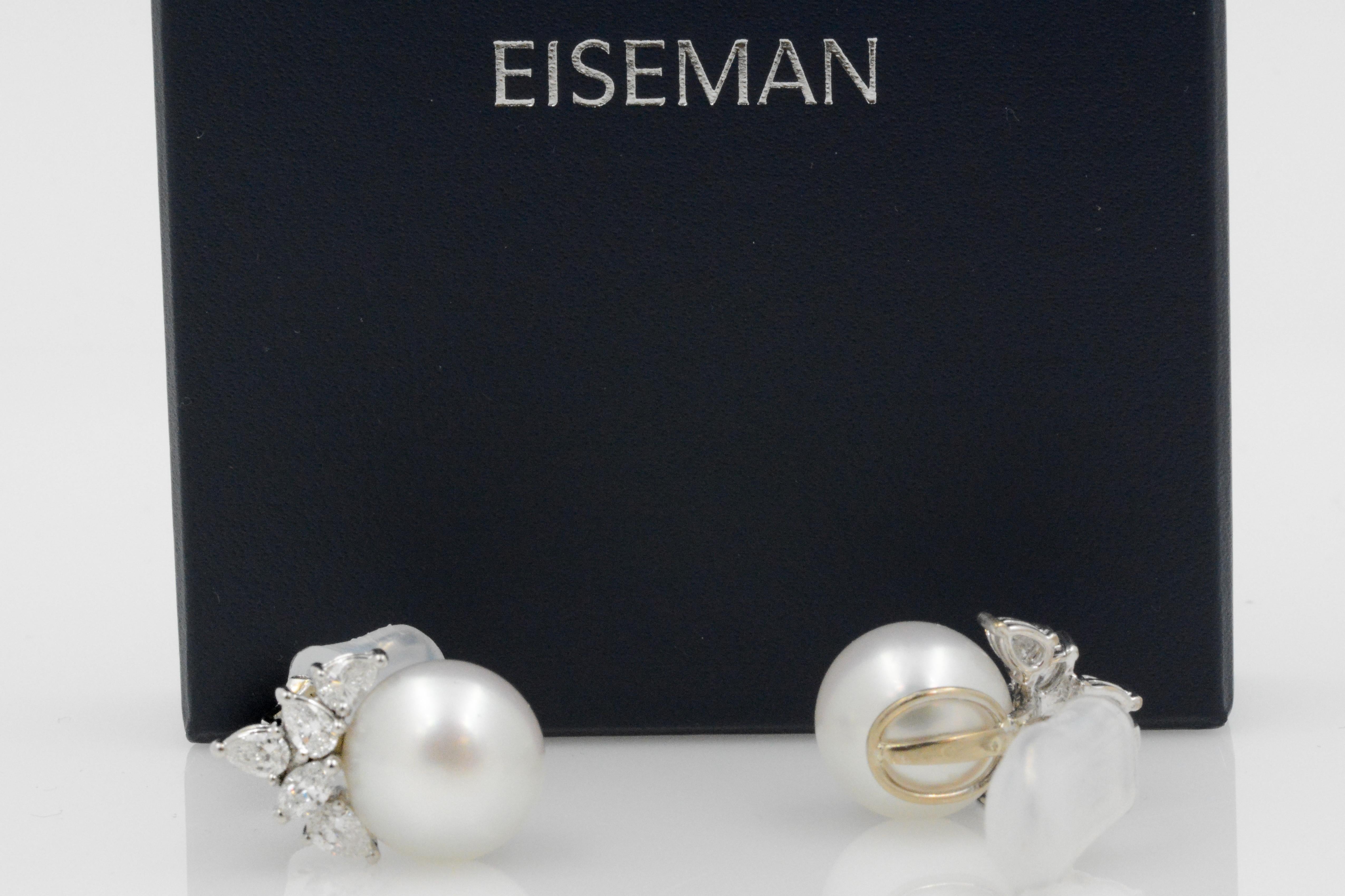 18 Karat White Gold South Sea Pearl and Diamond Earrings im Zustand „Gut“ in Dallas, TX