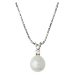 18k White Gold South Sea Pearl and Diamond Pendant