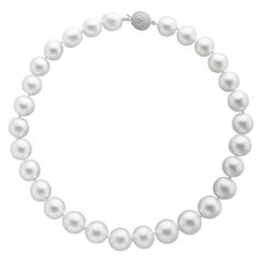 18k White Gold South Sea Pearl & Pave Diamond Necklace