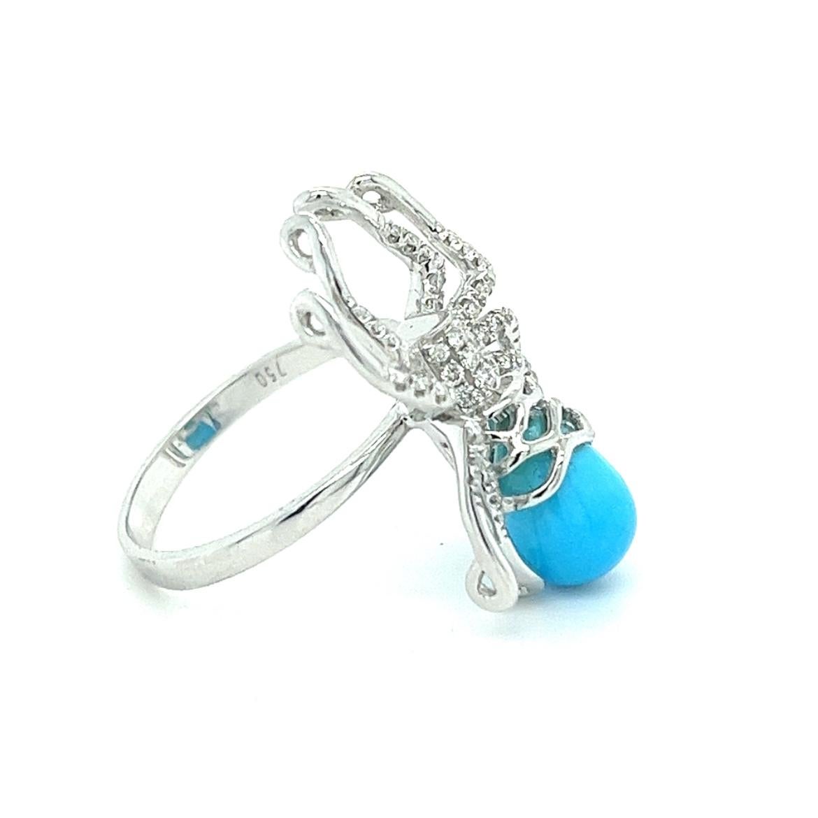 Modern 18K White Gold Spider Ring with Diamonds