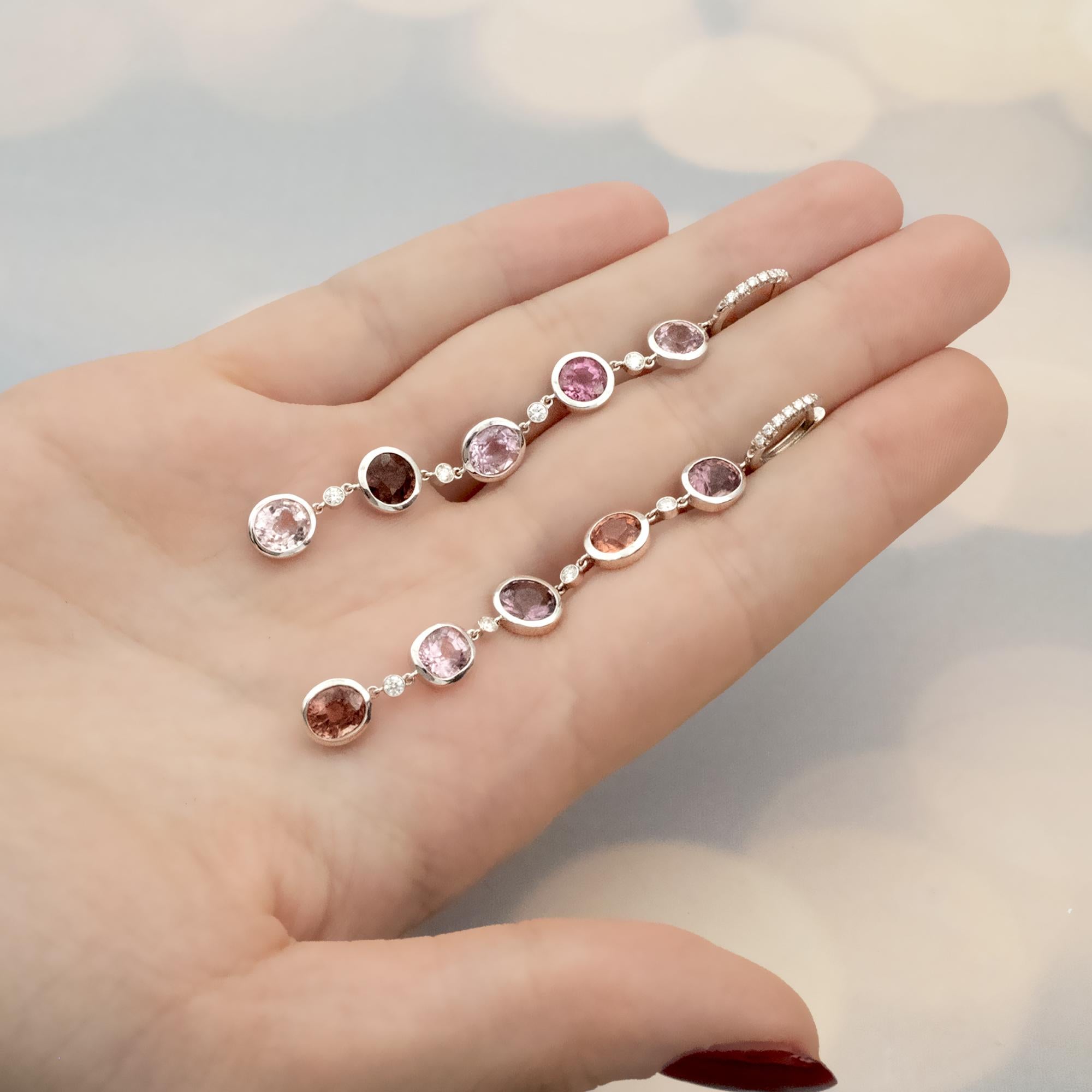 Taglio misto Orecchini pendenti con spinello e diamante in oro bianco 18 carati in vendita