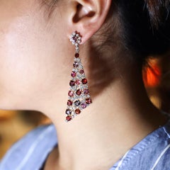 18K White Gold Spinel Drop Earrings with Diamonds