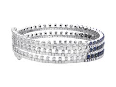 18k White Gold Spiral Bracelet with Sapphires and Diamonds