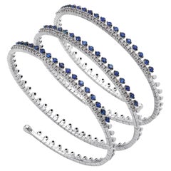 18k White Gold Spiral Bracelet with Sapphires and Diamonds