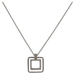 18K White Gold Square .33 CTW Diamond Pendant Necklace