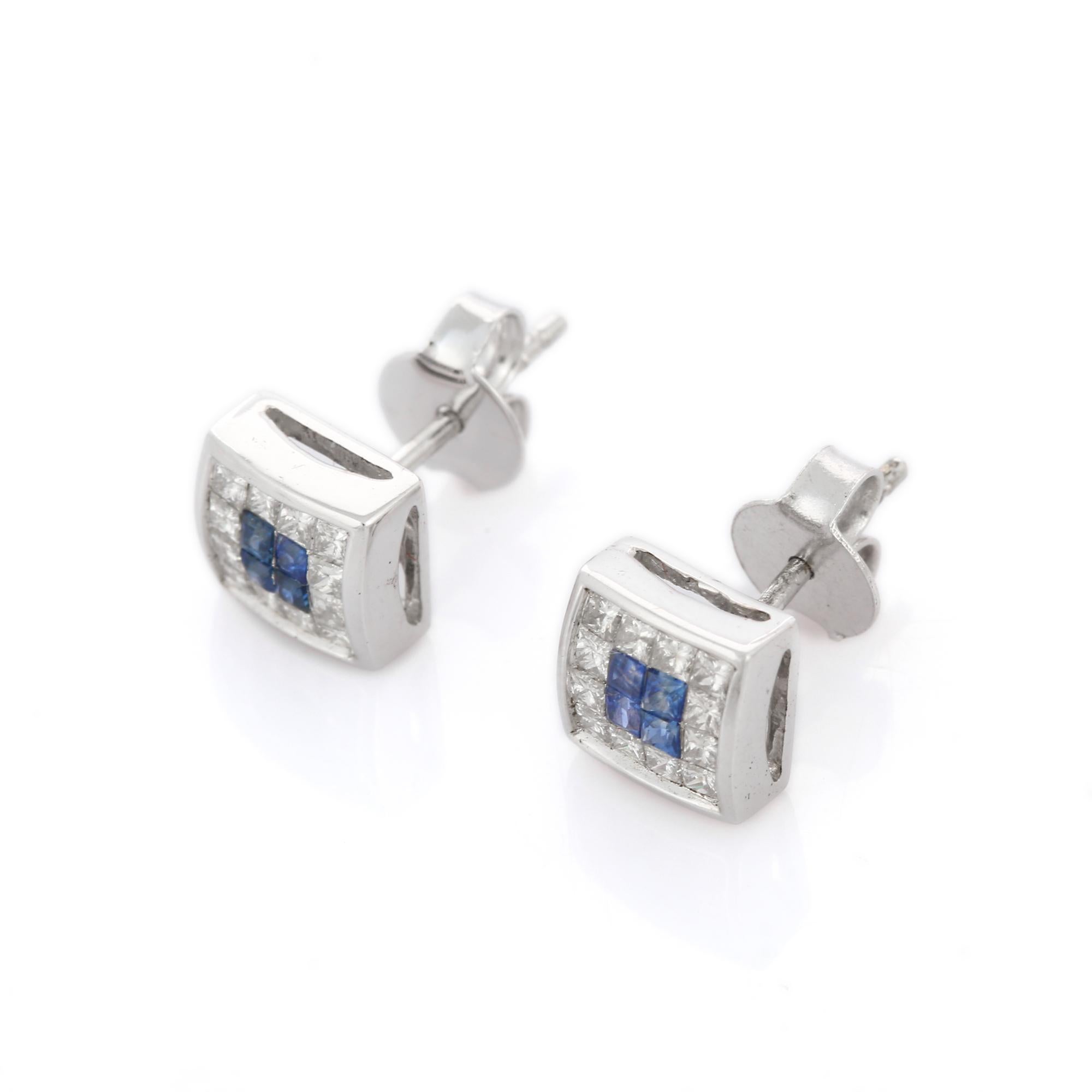 square blue diamond earrings