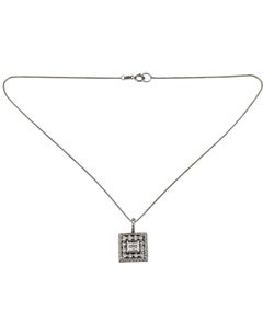 18K White Gold Square Diamond Pendant Necklace #25144