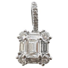 18k White Gold Square Shaped Pendant with Diamonds