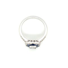 18k White Gold Sri Lankan Sapphire Baguette Cts 1.68 and Diamond Round Ring