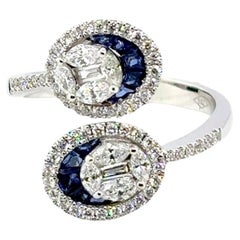 18k White Gold Sri Lankan Sapphire Princess Cut and Diamond Halo Engagement Ring
