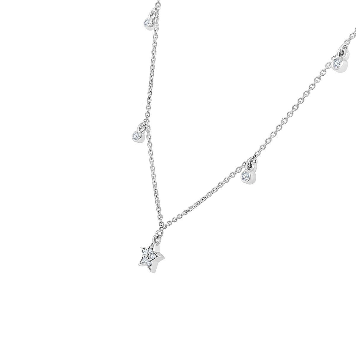 This delicate necklace features three (3) Star-shaped diamond pendants evenly stationed between six(6) brilliant diamonds bezel set. Experience the difference in person!

Product details: 

Center Gemstone Type: NATURAL DIAMOND
Center Gemstone
