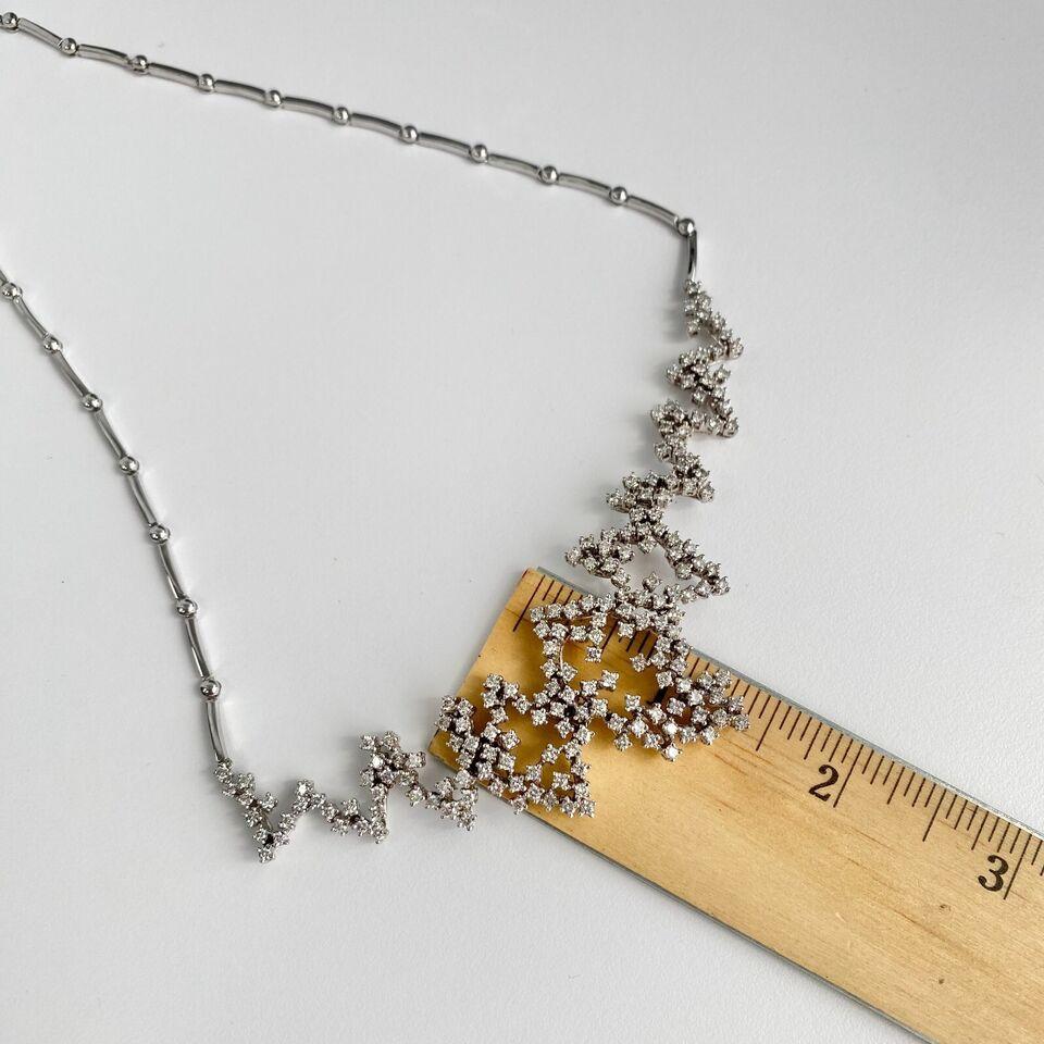 Women's or Men's 18K White Gold STARDUST Diamond Necklace Appox. 3.80 CTW 16