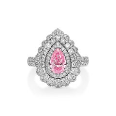 18K White Gold Statement Ring With 1 Carat Fancy Coloured Diamond