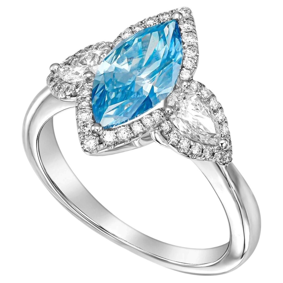 18K White Gold Statement Ring With 1.34 Carat Fancy Coloured Diamond
