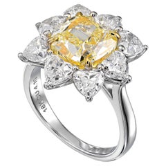 18k White Gold Statement Ring With 4.10 TCW - Natural Fancy Colored Diamond Main
