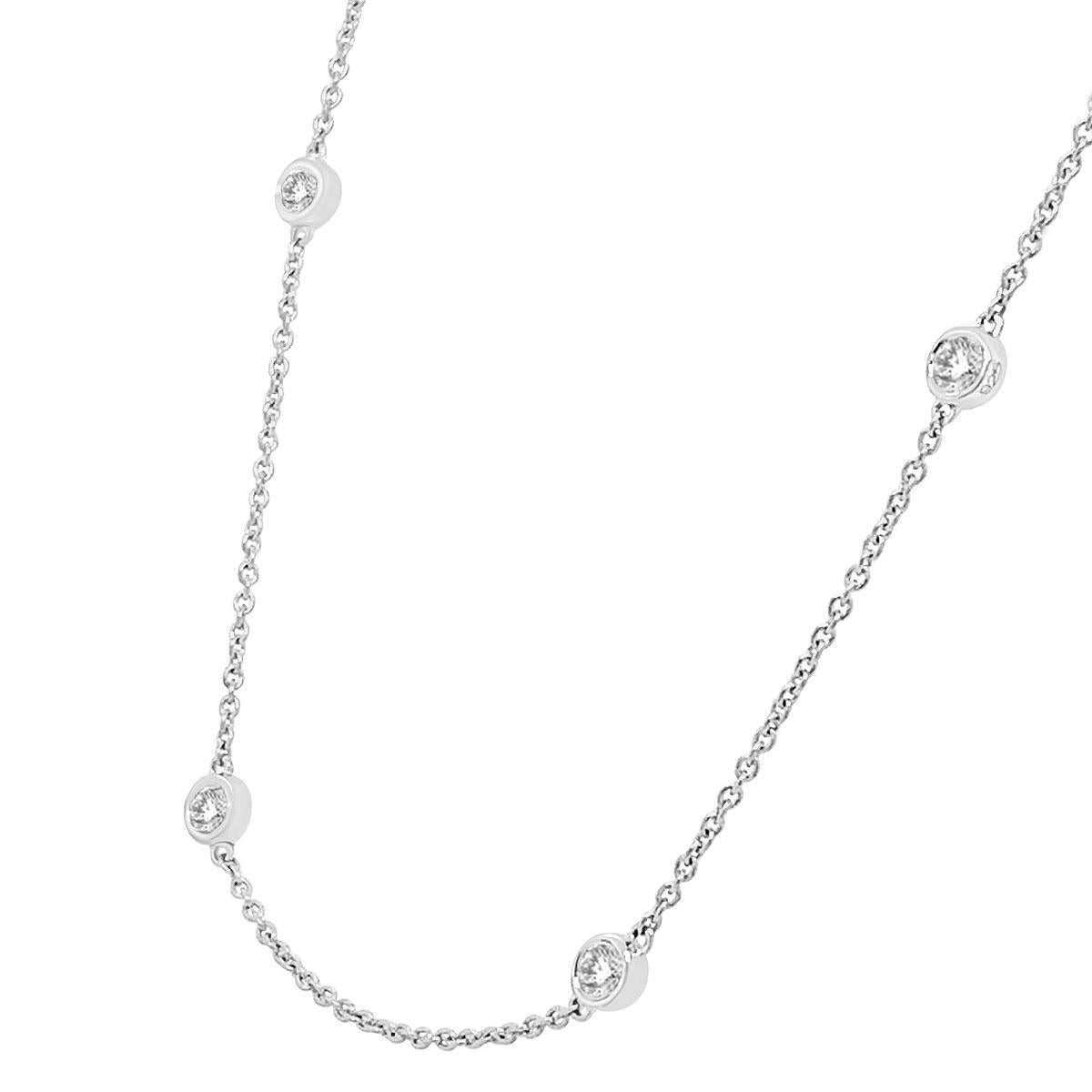 This classic necklace features six (6) perfectly matched brilliant round diamonds evenly spread. Experience the difference in person!

Product details: 

Center Gemstone Type: NATURAL DIAMOND
Center Gemstone Shape: ROUND
Metal: 18K White Gold
Metal