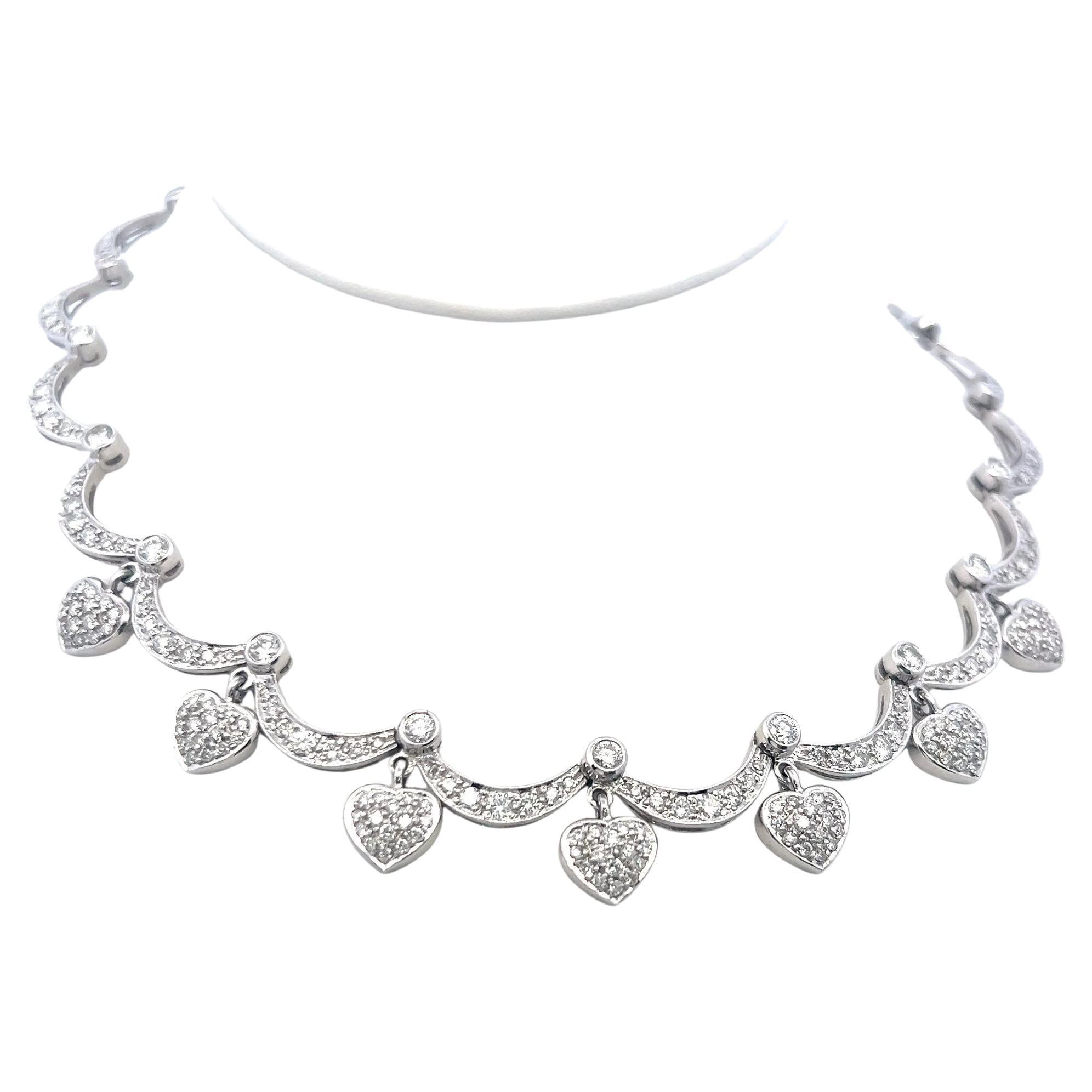 Collana Station in oro bianco 18K con diamanti tondi G-SI da 9,11 carati