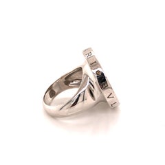 18 Karat White Gold Steel Onyx Bvlgari Spin-Top Ring