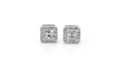 18k White Gold Stud Earrings 1.70ct Natural Diamonds GIA Cert. & IGI Certificate
