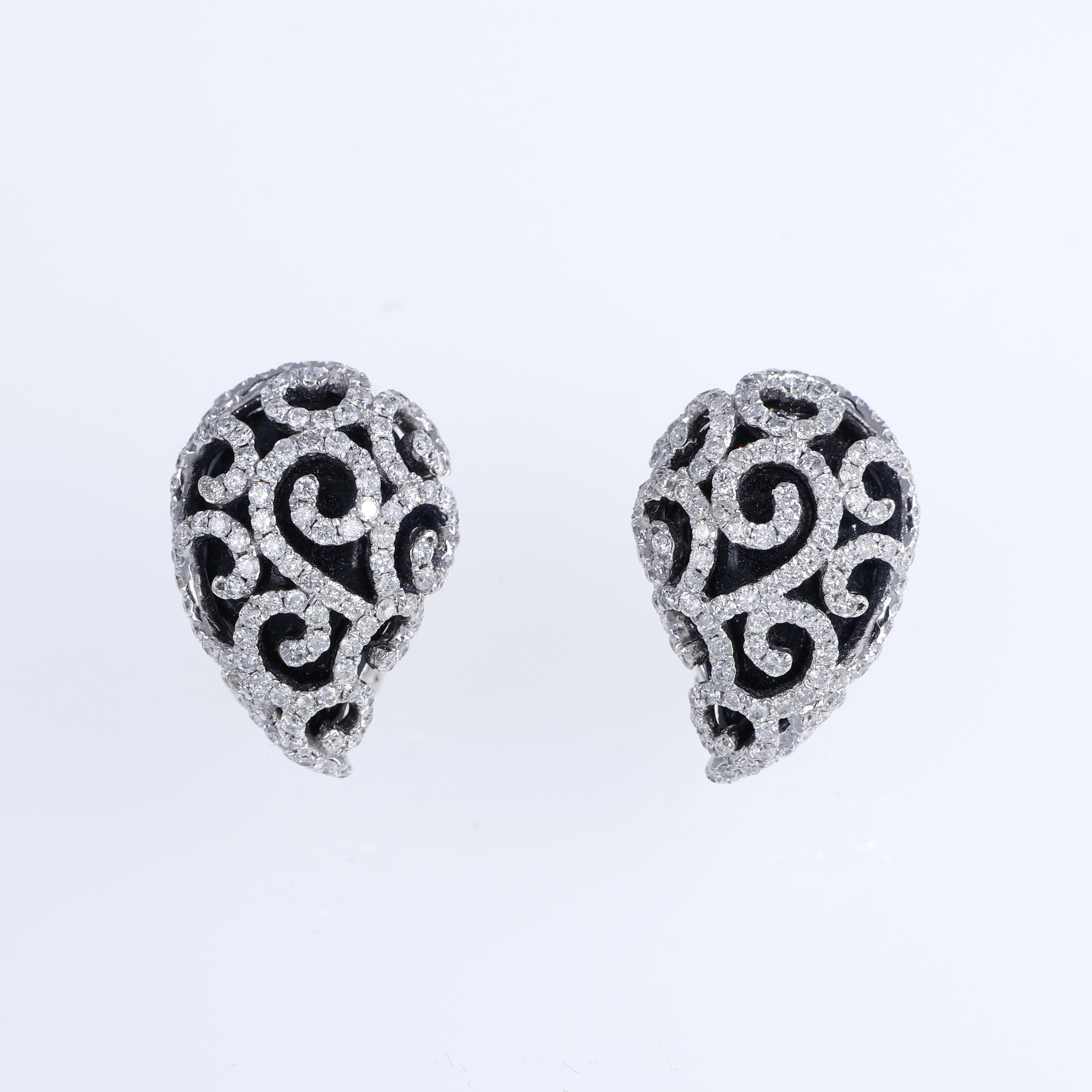 Brilliant Cut 18K White Gold Stud Earrings with 1.89 Carats of Diamonds For Sale