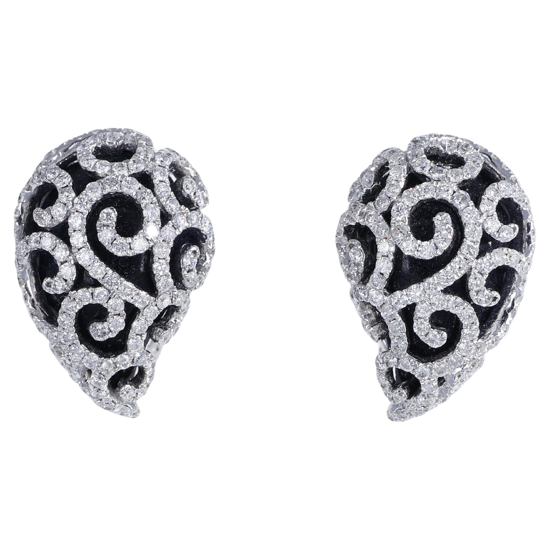 18K White Gold Stud Earrings with 1.89 Carats of Diamonds