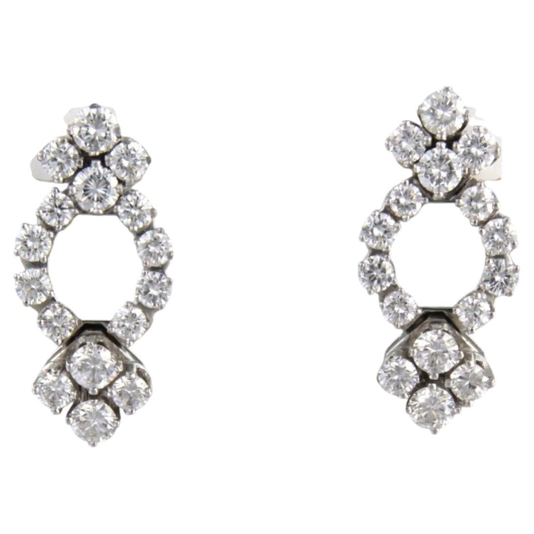 18k White Gold Stud Earrings with 2.00ct Brilliant Cut Diamonds