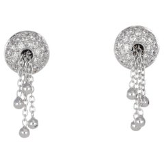 18K White Gold Stud Earrings with Chain Drops and Diamond Pavé