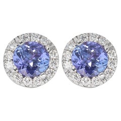 is white gold plated fake 18k White Gold Stud Halo Earrings with 1.83 ct Natural Diamonds GIA Cert