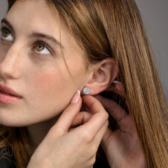 18k White Gold Stud Halo Earrings With Natural Round Diamonds 1.52tcw