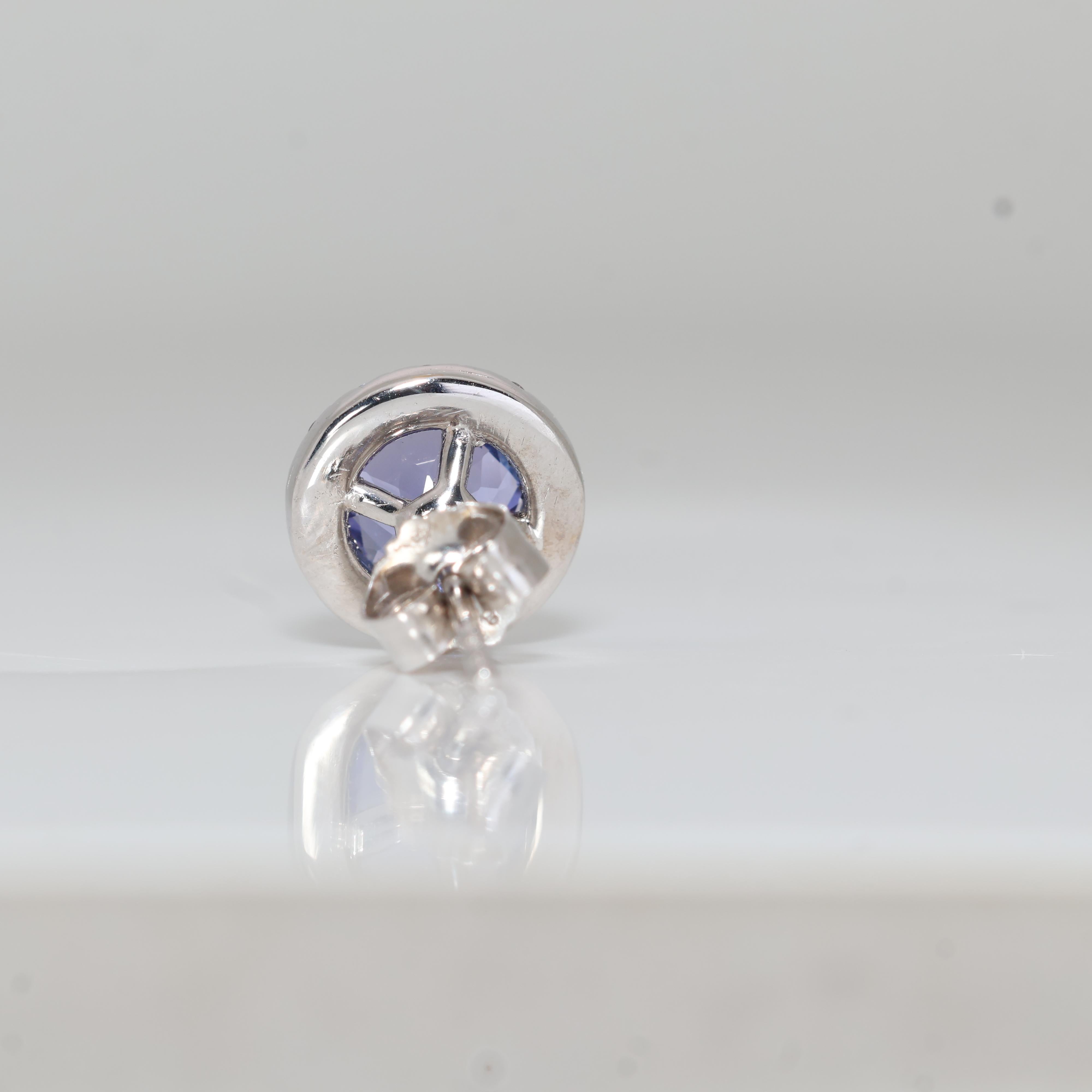 De las mujeres Pendientes Halo de Tanzanita en Oro Blanco de 18 K en venta