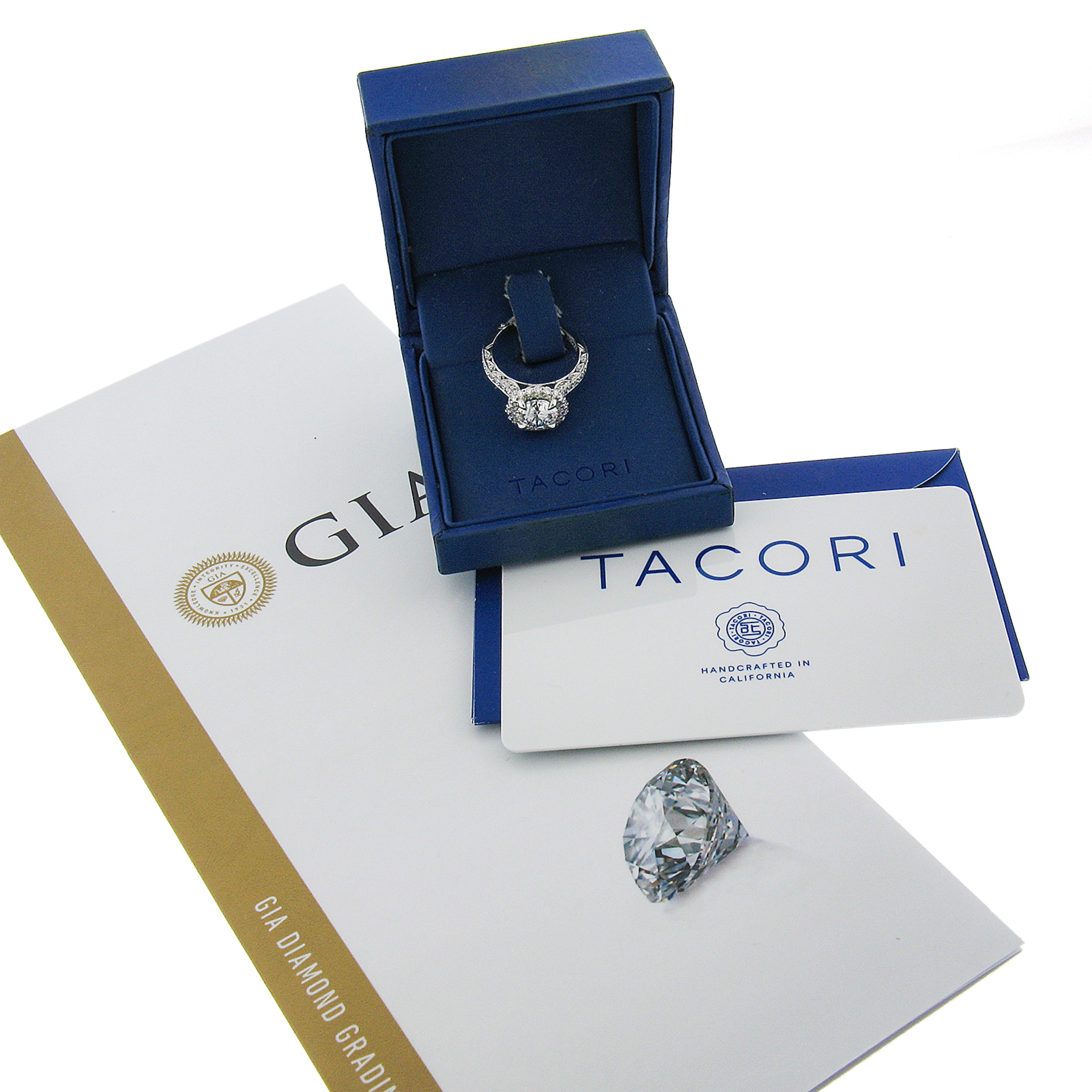 18k White Gold Tacori GIA Round Diamond 2.51ctw Engagement Ring Style HT 2522 RD For Sale 4