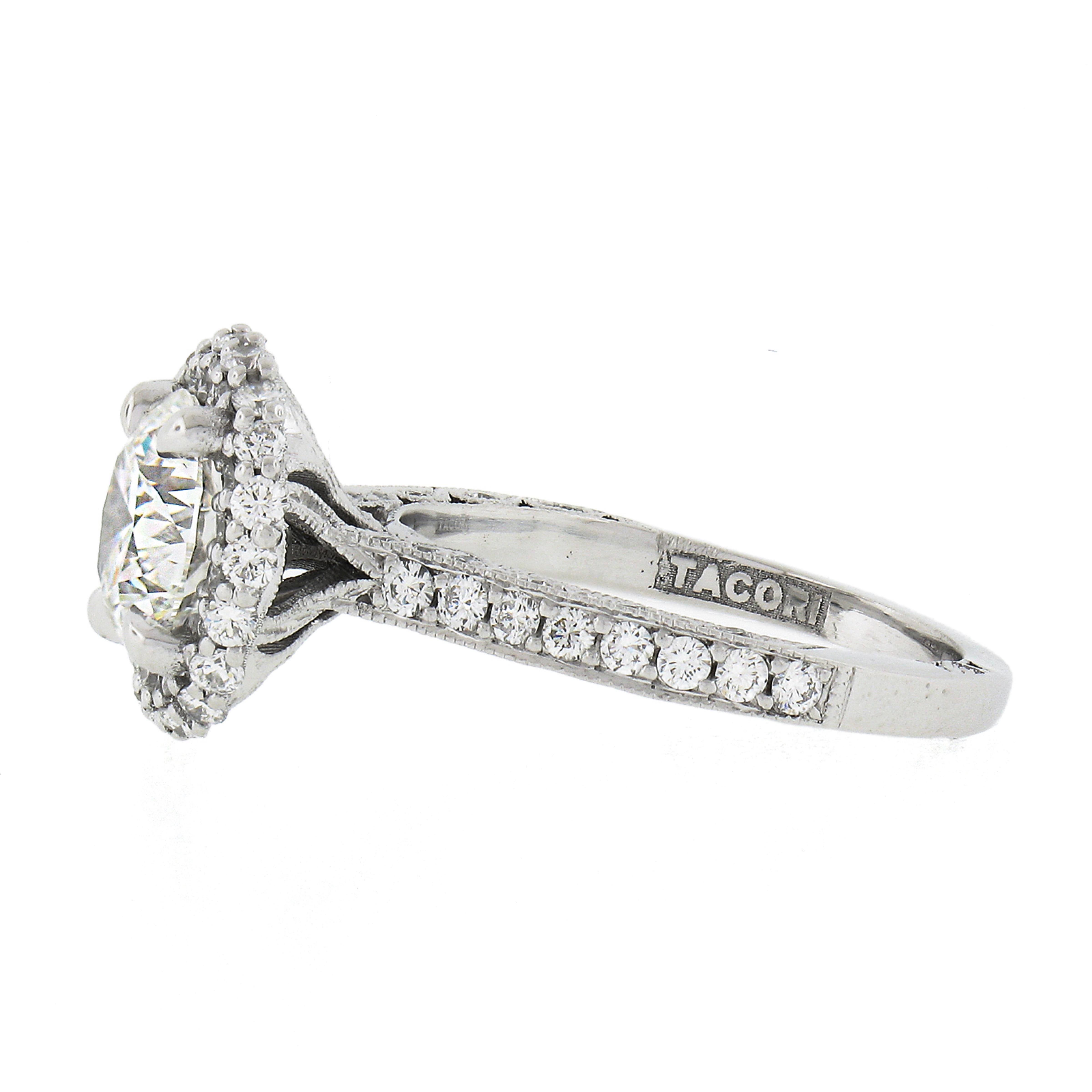 Women's 18k White Gold Tacori GIA Round Diamond 2.51ctw Engagement Ring Style HT 2522 RD For Sale