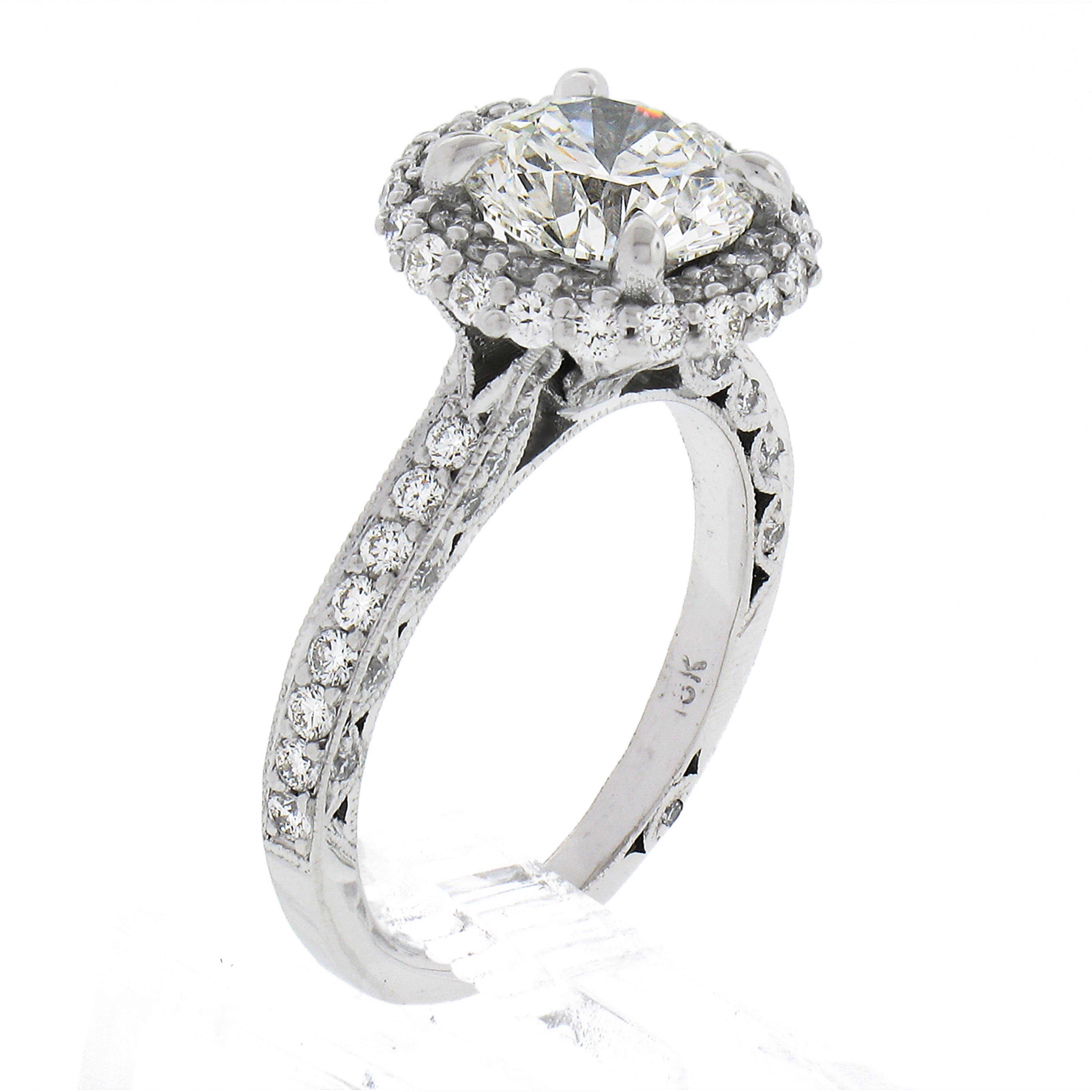 18k White Gold Tacori GIA Round Diamond 2.51ctw Engagement Ring Style HT 2522 RD For Sale 2