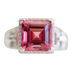 Anello Tamir in oro bianco 18 carati con tormalina rosa e diamanti