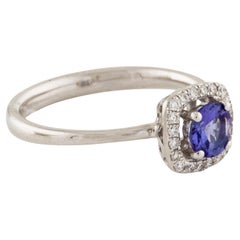  18K White Gold Tanzanite and Diamond Cocktail Ring  Fine Jewelry