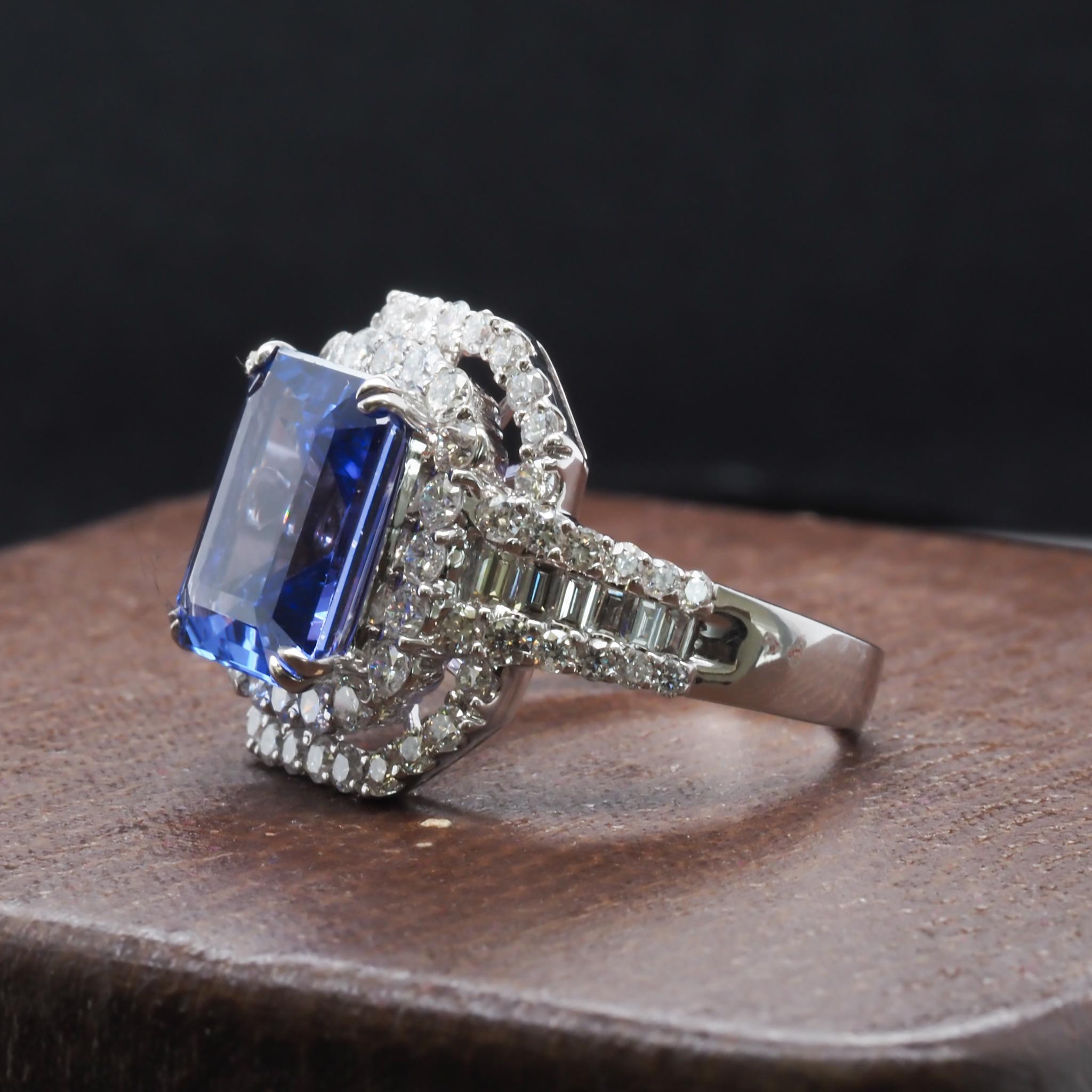Year: 2000s
Item Details:
Metal Type: 18K White Gold [Hallmarked, and Tested]
Weight: 9.0 grams
Ring Size: 8
Center Tanzanite Details:
GIA Report# : 6224950708
Weight: 6.00ct
Cut: Rectangular Step Cut
Color: Blue-Violet
Side Diamond Details:
Weight: