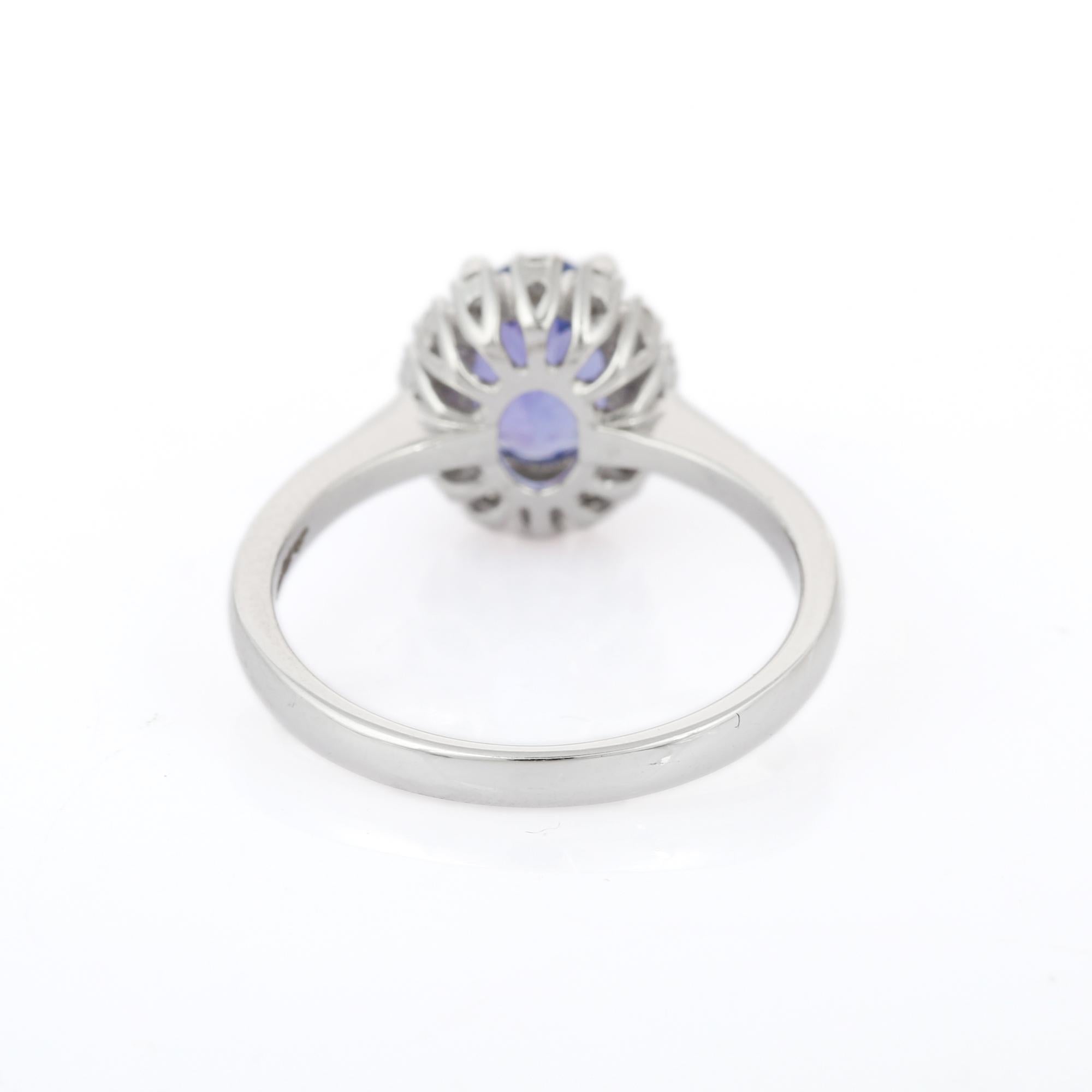 For Sale:  18k Solid White Gold Tanzanite and Diamond Ring  3