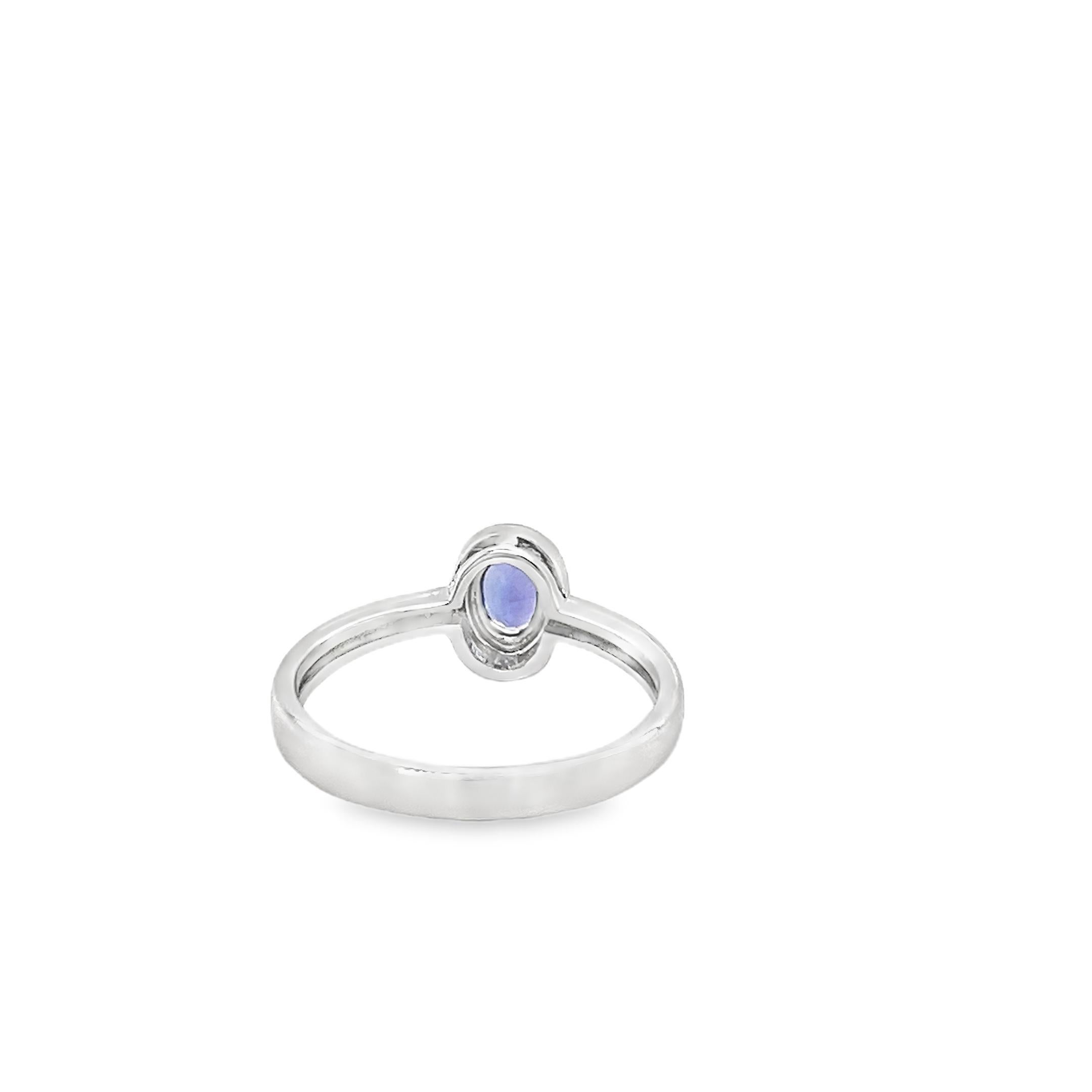 18k White Gold Tanzanite Halo Ring For Woman Jewelry 0.48 Cts Gift For