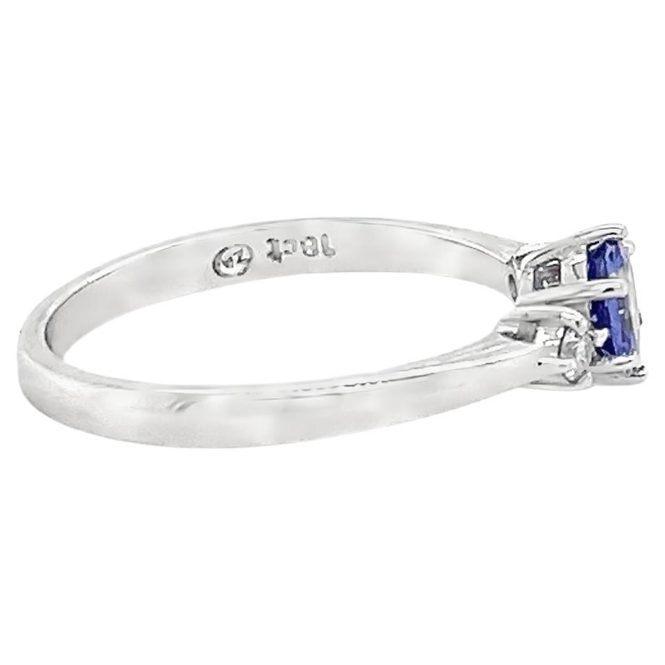 18k White Gold Tanzanite Halo Ring For Woman Jewelry 0.48 Cts Gift For
